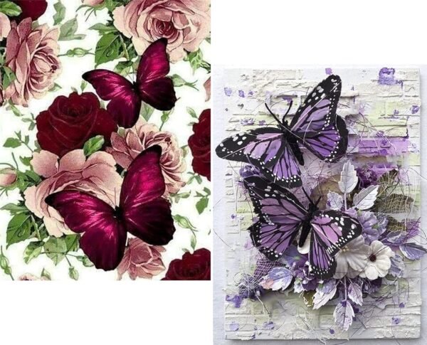 2 Pack Diamond Painting - DIY 5D Diamond Painting Kits for Adults - Diamond Art Kits Round Full Drill Diamond Arts Craft for Home Wall Decor Canvas (Butterfly 12 x 16 inch X 2 PCS)  Arts Crafts  Sewing - Image 3