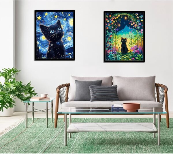 FILASLFT Paint by Numbers Kit for Adults Beginner Black Cat Paint by Number on Canvas DIY Starry Night Abstract Sky Acrylic Digital Oil Painting Craft for Gift Home Wall Decor(16 x20 Inch) - Image 3