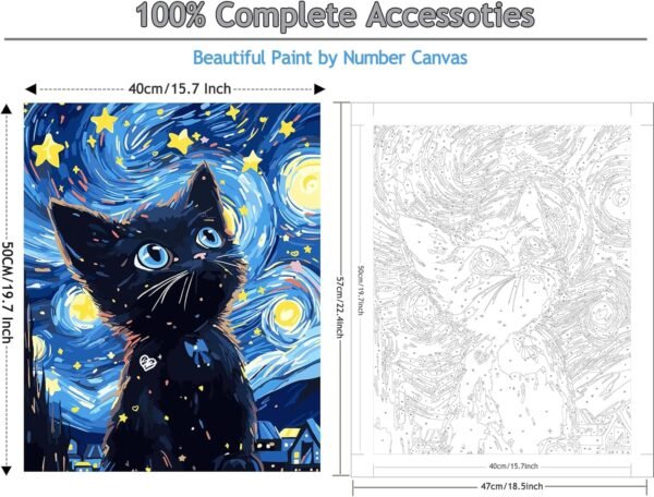 FILASLFT Paint by Numbers Kit for Adults Beginner Black Cat Paint by Number on Canvas DIY Starry Night Abstract Sky Acrylic Digital Oil Painting Craft for Gift Home Wall Decor(16 x20 Inch) - Image 4