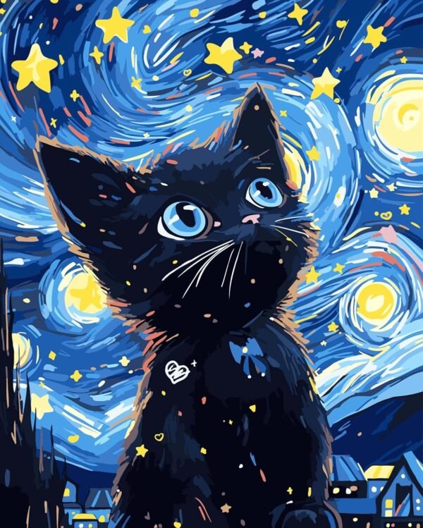 FILASLFT Paint by Numbers Kit for Adults Beginner Black Cat Paint by Number on Canvas DIY Starry Night Abstract Sky Acrylic Digital Oil Painting Craft for Gift Home Wall Decor(16 x20 Inch) - Image 5