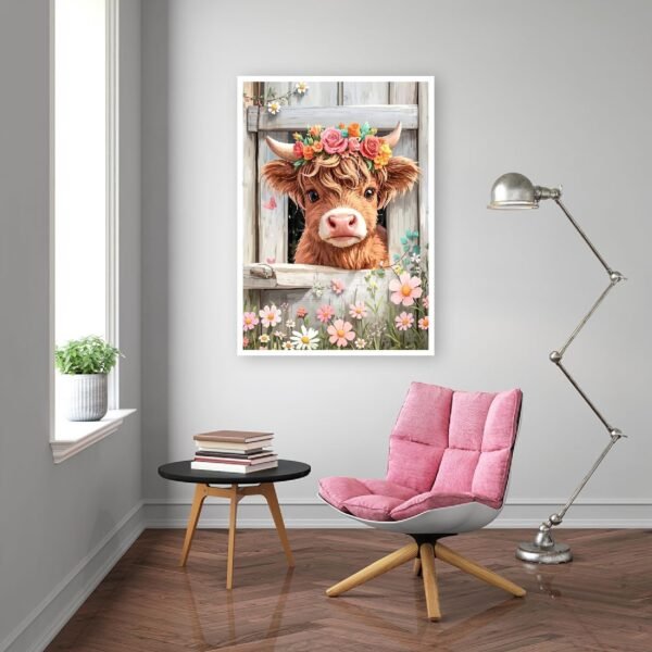 cdjlddww Cow Diamond Painting Kits for Adults 5D Highland Cow Diamond Art Kits for Beginners DIY Cow Diamond Art Painting Crafts Great for Home Wall Decor and Holiday Present 12X16Inch