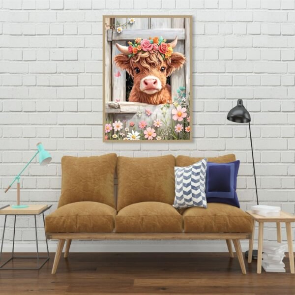 cdjlddww Cow Diamond Painting Kits for Adults 5D Highland Cow Diamond Art Kits for Beginners DIY Cow Diamond Art Painting Crafts Great for Home Wall Decor and Holiday Present 12X16Inch - Image 2